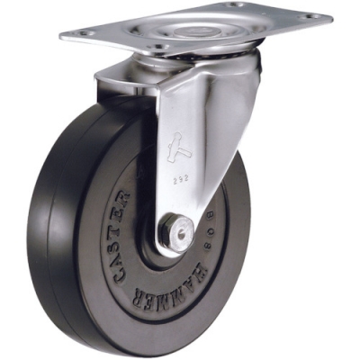 HAMMER CASTER 錘牌 腳輪 32E-R85-鏈球全不銹鋼E型自由橡膠車(chē)85mm