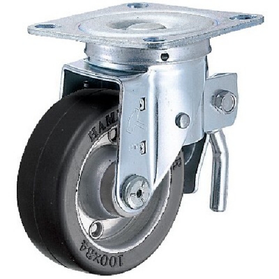 HAMMER CASTER 錘牌 腳輪 6615SWR 125-鏈球平付全鎖寬橡膠車
